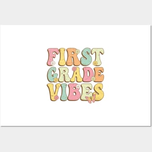 First Grade Vibes , 1st Grade Vibes , back to school Retro Vintage Posters and Art